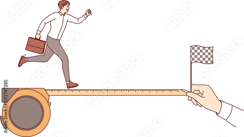 Mentor paves way for mentee to pursue business career, helping them achieve success in life. Hand of mentor creating road from roulette wheel for carefree subordinate moving forward with ease