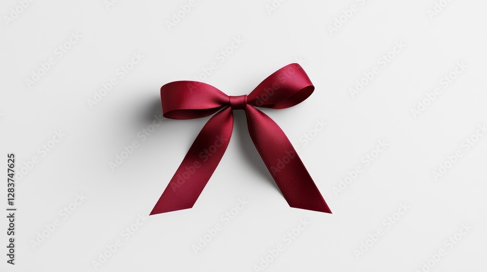 Elegant Burgundy Ribbon Bow on a Light Background for Gifts Elegant Burgundy Ribbon Bow on a Light Background for Gifts