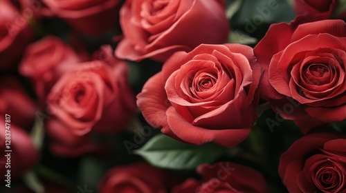 Wallpaper Mural This beautifully composed image captures richly textured red roses, emphasizing their intricate layers and warm tones, encapsulating feelings of love and admiration. Torontodigital.ca