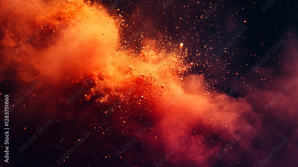 Obraz premium Explosive colorful clouds cosmic scene abstract art dark background wide viewpoint visual energy