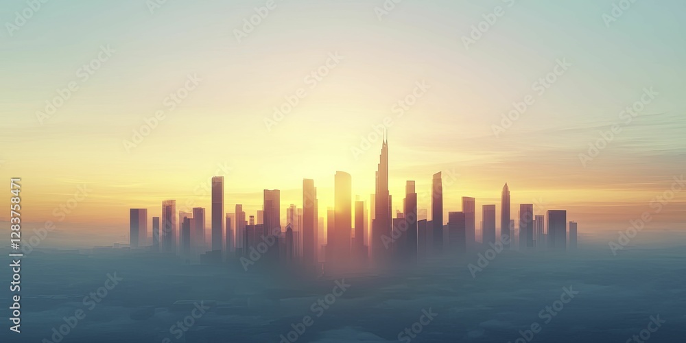 Intricate architectural silhouettes illuminated by golden hour light reveal detailed forms rising from a misty horizon beckoning adventure. Intricate architectural silhouettes illuminated by golden hour light reveal detailed forms rising from a misty horizon beckoning adventure.