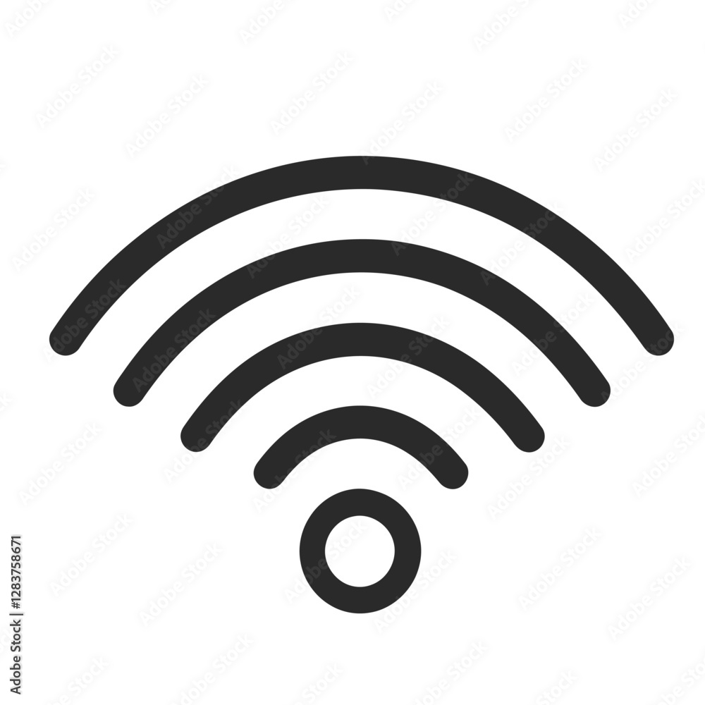 A simple Wi-Fi symbol representing wireless internet connectivity. A simple Wi-Fi symbol representing wireless internet connectivity.