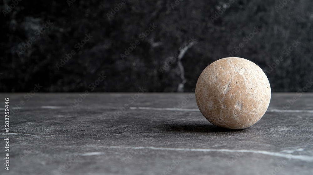 Beige sphere on dark marble surface. Food photography, recipe blogs Beige sphere on dark marble surface. Food photography, recipe blogs