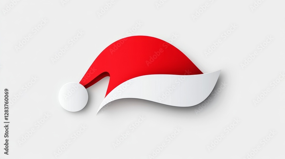 Red and White Santa Hat Isolated on a Light Background Red and White Santa Hat Isolated on a Light Background