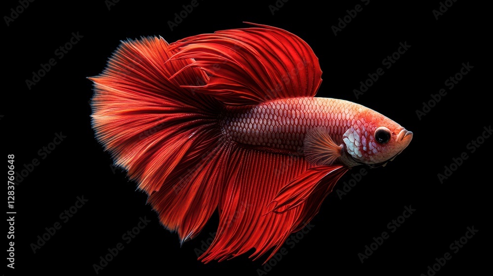 Fototapeta premium Stunning Red Betta Fish Aquatic Life Macro Photography