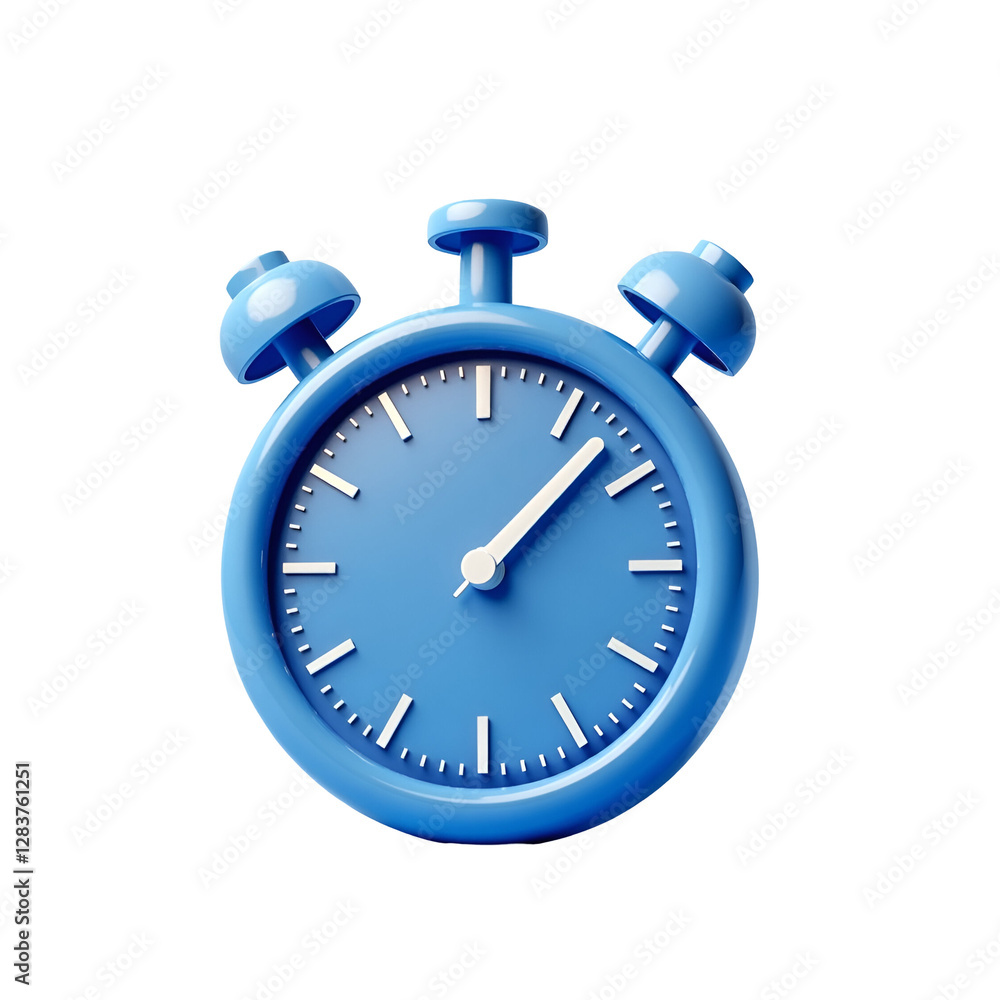 A blue stopwatch 3D illustration representing time tracking precision speed and countdown functionality A blue stopwatch 3D illustration representing time tracking precision speed and countdown functionality