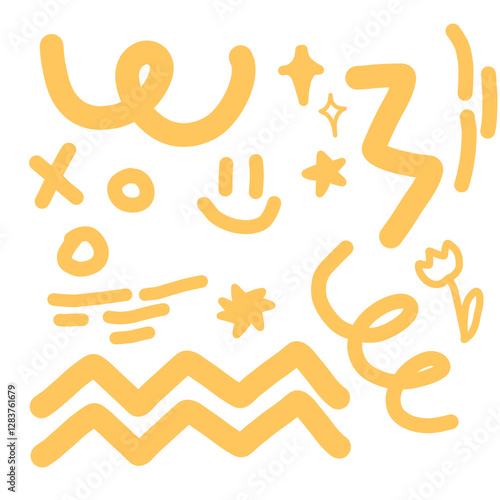 doodle sparkle png set