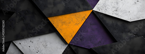 Black, white, and purple color scheme with gray as an accent in the background
