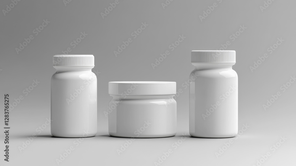 White plastic pill bottle mockup. Realistic 3d vector illustration set of vitamin or supplement jar template. Closed package container for medicine with cap. Pharmacy cylinder packaging canister. White plastic pill bottle mockup. Realistic 3d vector illustration set of vitamin or supplement jar template. Closed package container for medicine with cap. Pharmacy cylinder packaging canister.