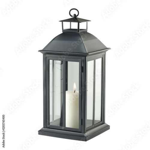 Wallpaper Mural Elegant black lantern with glass panels and candle inside, perfect for creating warm ambiance in any setting. Ideal for outdoor gatherings or indoor decor Torontodigital.ca