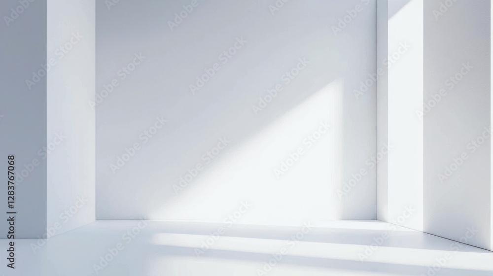 Fototapeta premium Minimalist white room with window and clean white wall background for design purposes