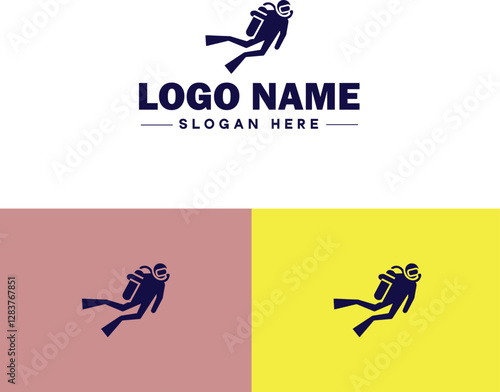 Scuba Diving icon Underwater diving Deep-sea exploration Subaquatic exploration flat logo sign symbol editable vector