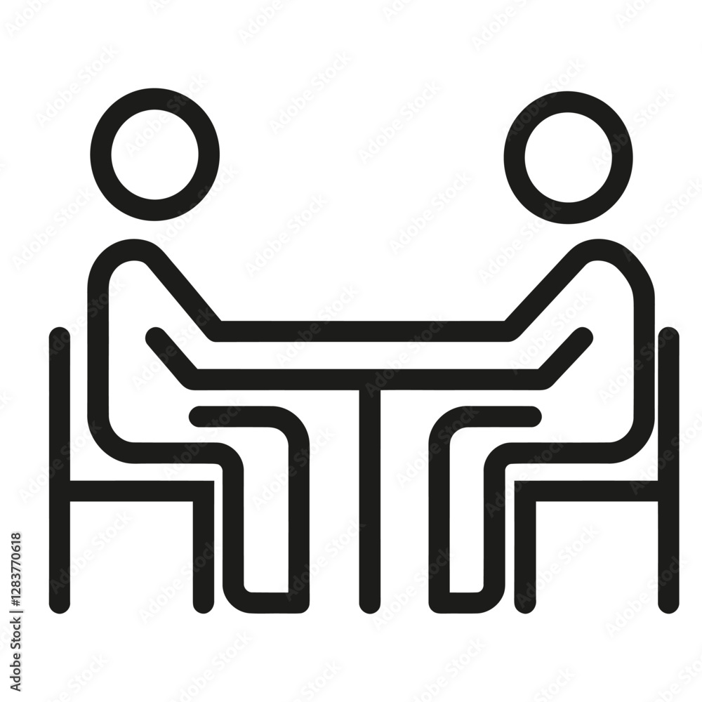 Two figures sitting at a table, engaged in conversation or discussion. Two figures sitting at a table, engaged in conversation or discussion.