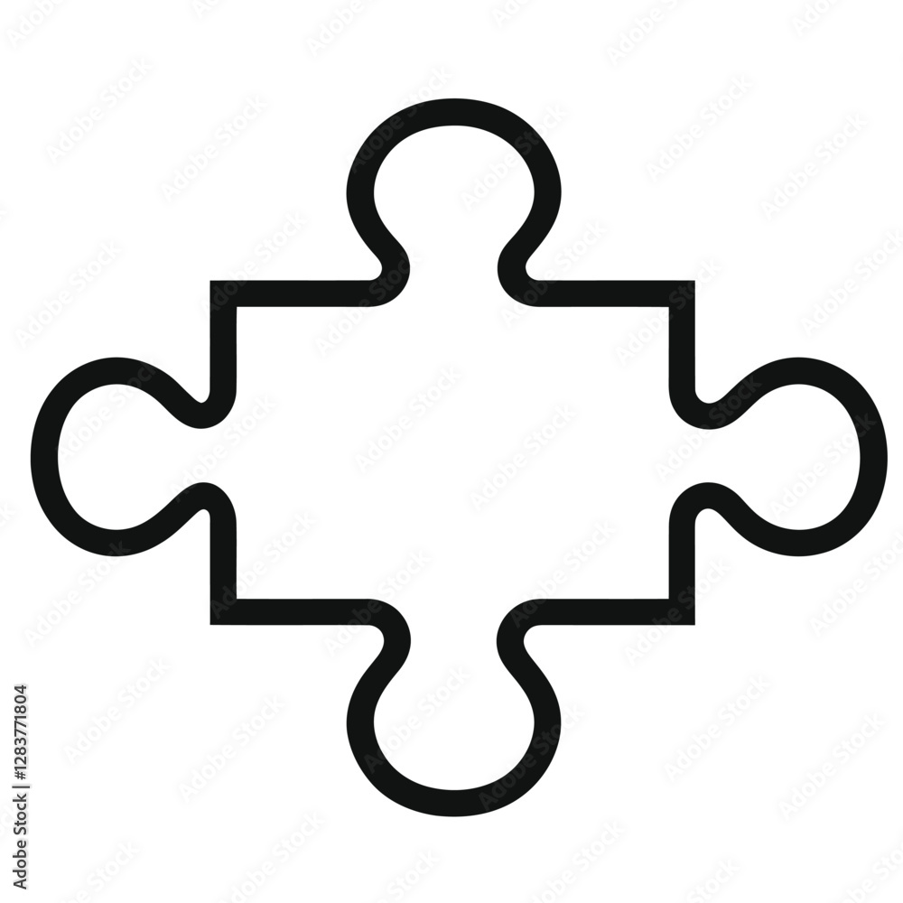 A simple black outline of a puzzle piece, symbolizing connection and problem-solving. A simple black outline of a puzzle piece, symbolizing connection and problem-solving.