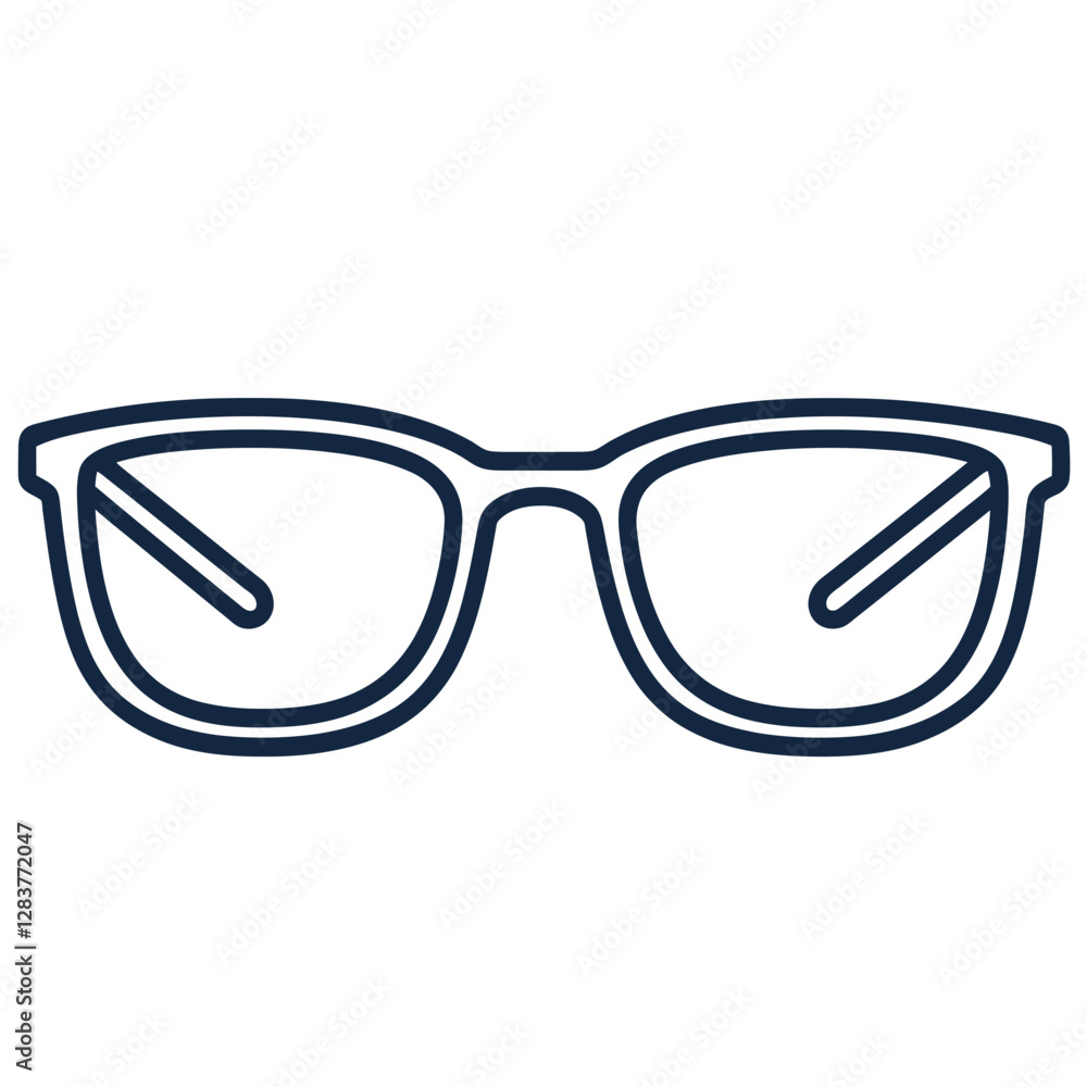 A simple line drawing of a pair of eyeglasses. A simple line drawing of a pair of eyeglasses.
