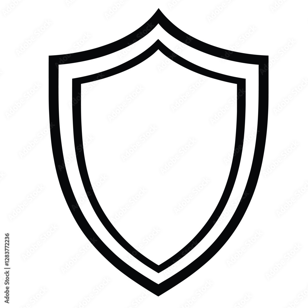 A simple black outline of a shield, symbolizing protection or security. A simple black outline of a shield, symbolizing protection or security.