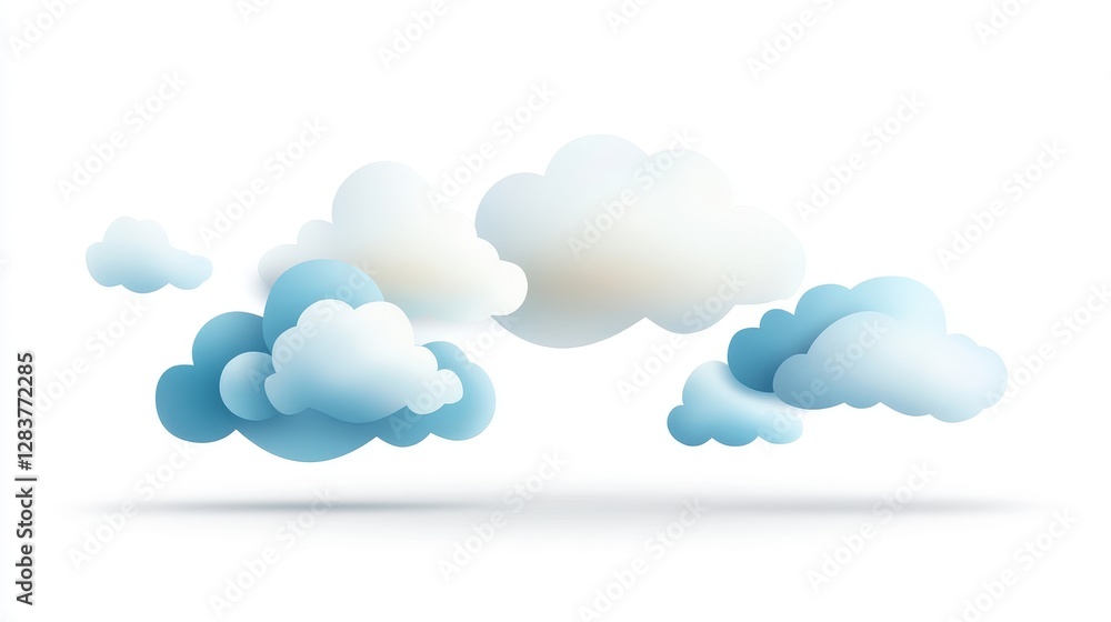 Soft Blue and White Clouds Floating on a Minimalist Background Soft Blue and White Clouds Floating on a Minimalist Background