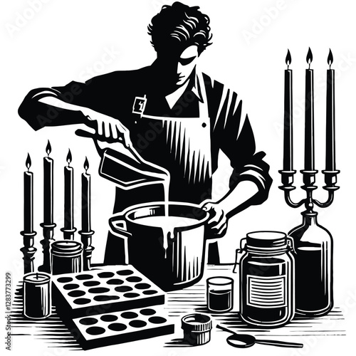 Candle Making Silhouette