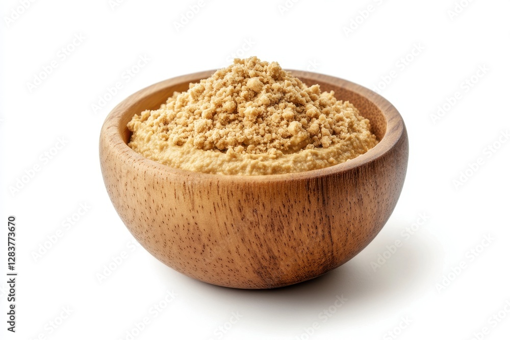 Delicious Hummus Dip with Chickpeas and Fresh Parsley Served in a Rustic Wooden Bowl on White Background Delicious Hummus Dip with Chickpeas and Fresh Parsley Served in a Rustic Wooden Bowl on White Background