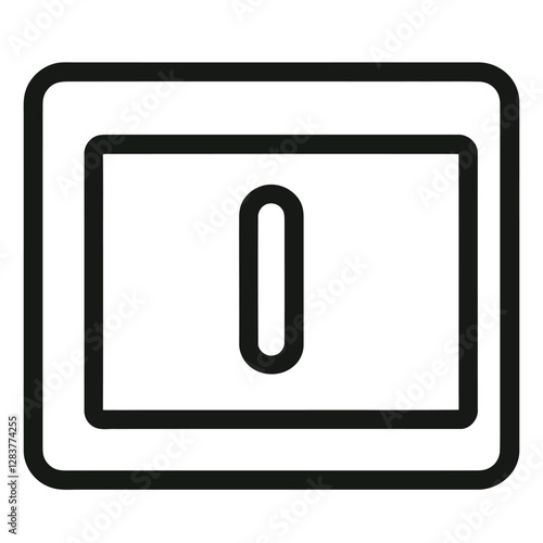A simple illustration of a light switch in a rectangular frame.