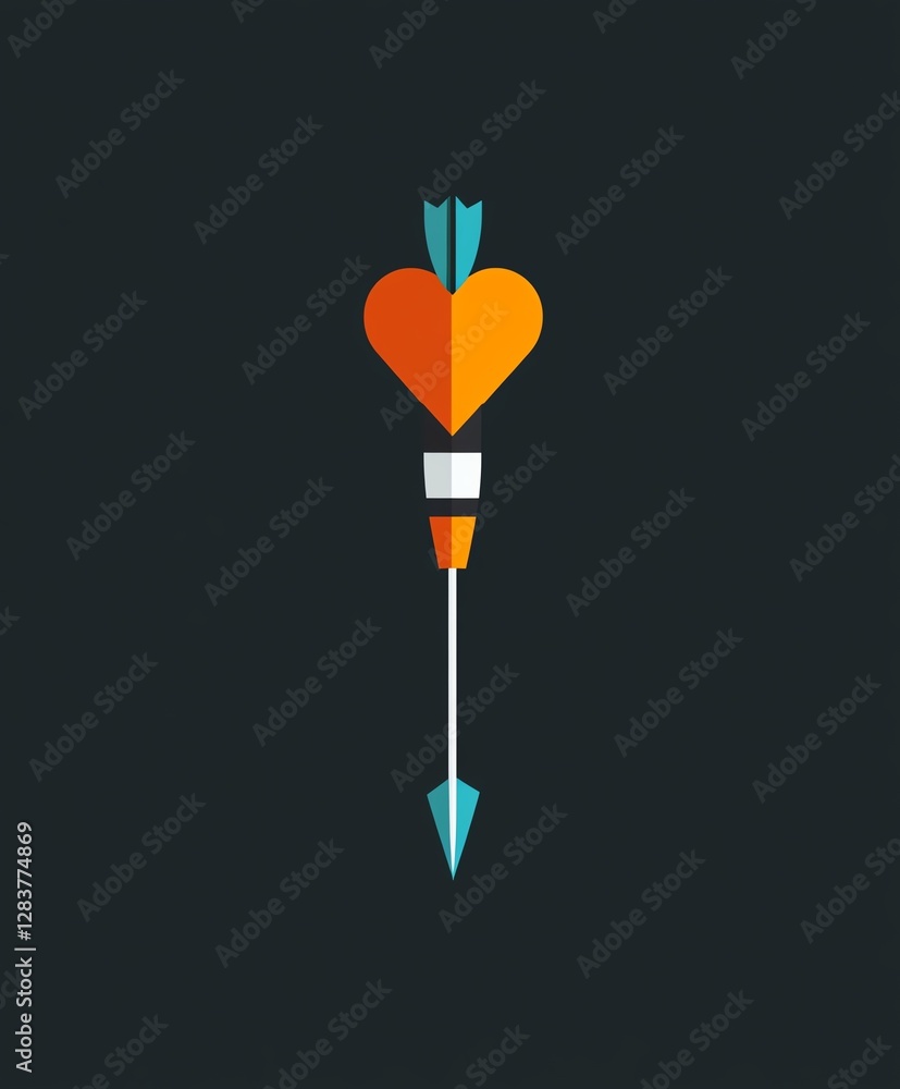 A stylized heart with an arrow, combining vibrant colors, representing love or affection in a minimalist design. A stylized heart with an arrow, combining vibrant colors, representing love or affection in a minimalist design.