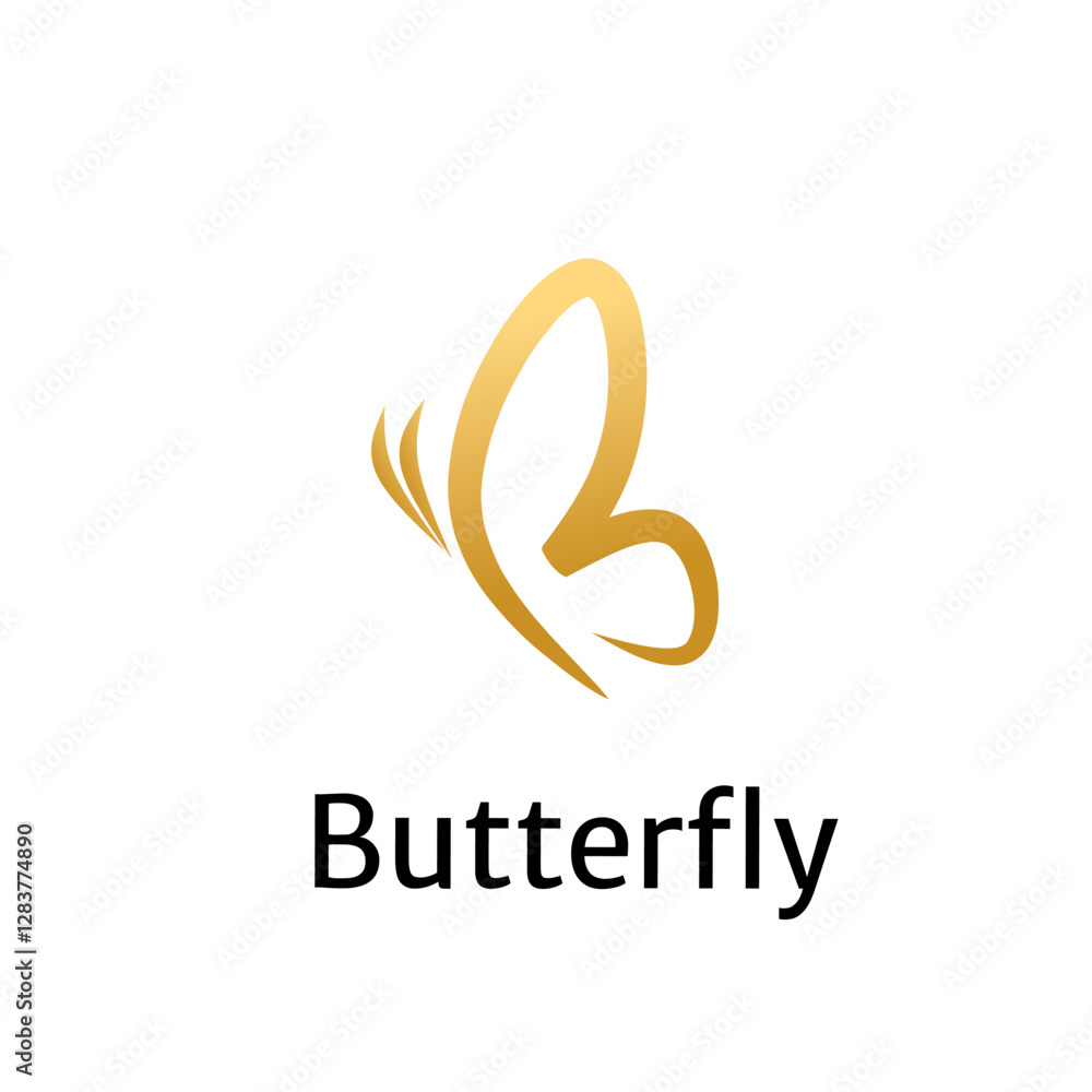 Obraz premium butterfly line art sketch, butterfly illustration template. Butterfly logo. gold color butterfly logo illustration template. butterfly logo template for cosmetics business, beauty salon and spa.