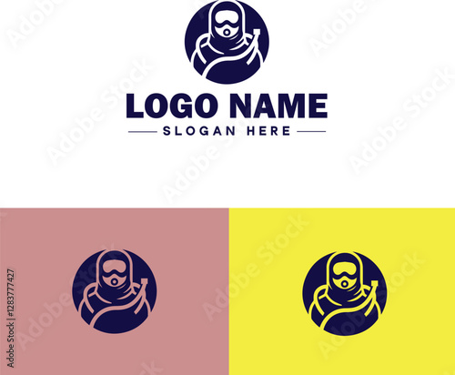 Scuba Diving icon Underwater diving Deep-sea exploration Subaquatic exploration flat logo sign symbol editable vector