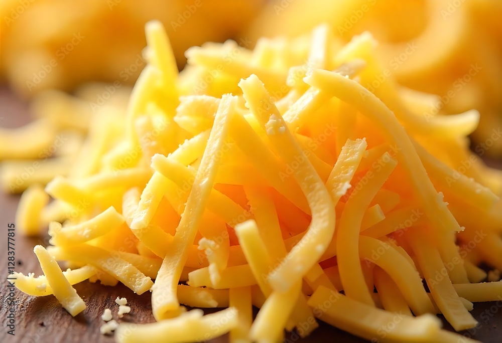 A textured layer of shredded cheese forms a rich, appetizing background. A textured layer of shredded cheese forms a rich, appetizing background.
