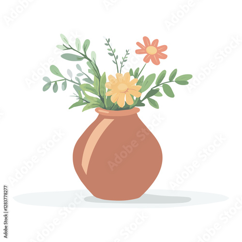 Vector of vase isolated on a white background, Flat style cartoon vector illustration, Flowers in vases, arrangements decorations for home, office.
