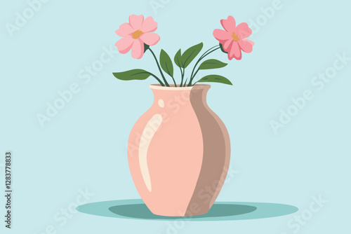 Vector of vase isolated on a white background, Flat style cartoon vector illustration, Flowers in vases, arrangements decorations for home, office.