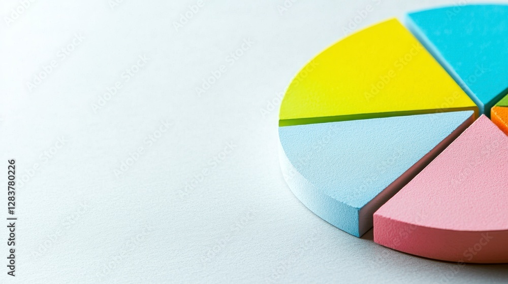 Fototapeta premium Colorful Pie Chart Segment Model on White Background for Educational and Business Purposes