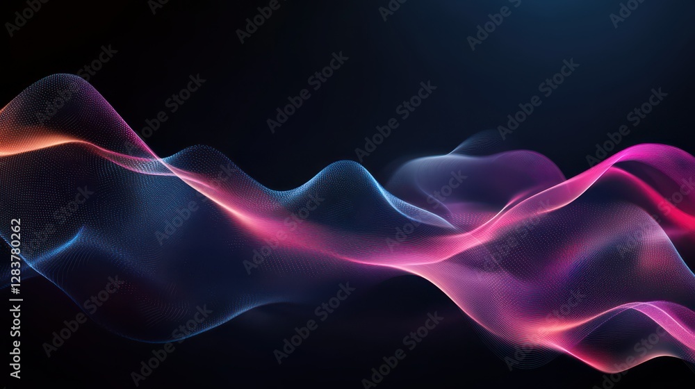 Fototapeta premium Abstract colorful wave of light against black background