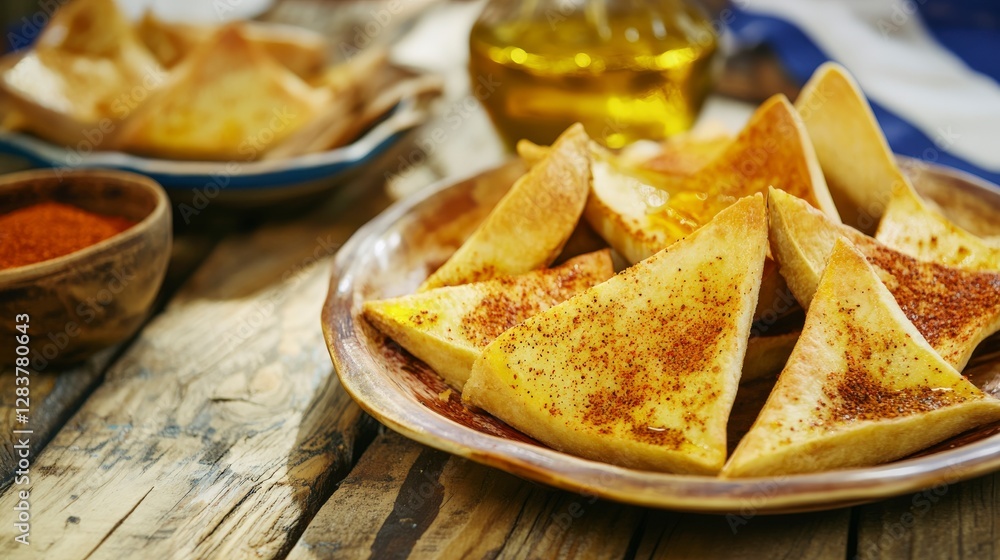 Crispy Triangle Bread Snacks with Spices and Oil: A Culinary Delight Crispy Triangle Bread Snacks with Spices and Oil: A Culinary Delight