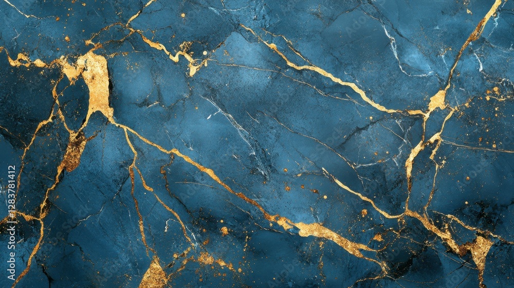 Abstract blue marble texture with gold splashes, blue luxury background Abstract blue marble texture with gold splashes, blue luxury background