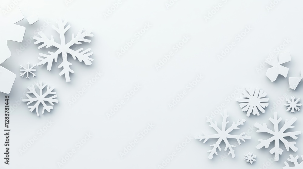 White Snowflakes on Light Background for Winter and Holiday Themes White Snowflakes on Light Background for Winter and Holiday Themes