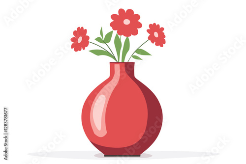 Vector of vase isolated on a white background, Flat style cartoon vector illustration, Flowers in vases, arrangements decorations for home, office.