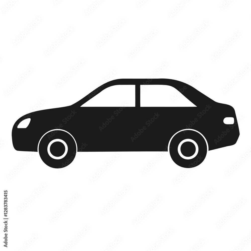 Simple silhouette of a classic car, black silhouette of a small car Simple silhouette of a classic car, black silhouette of a small car