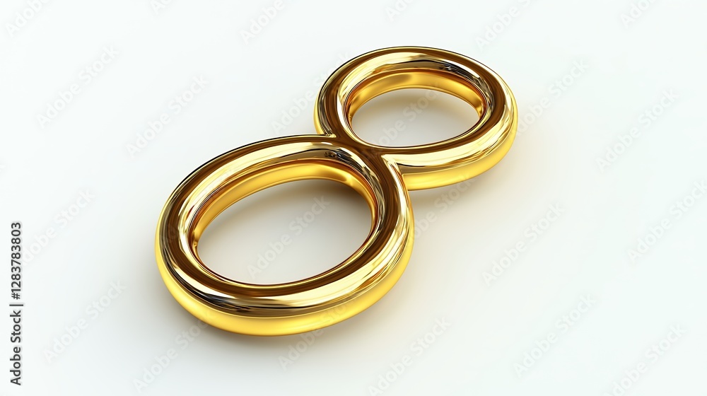 Gold Number Eight 3D Render on White Background Gold Number Eight 3D Render on White Background