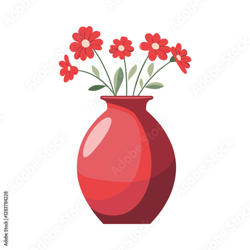 Vector of vase isolated on a white background, Flat style cartoon vector illustration, Flowers in vases, arrangements decorations for home, office.