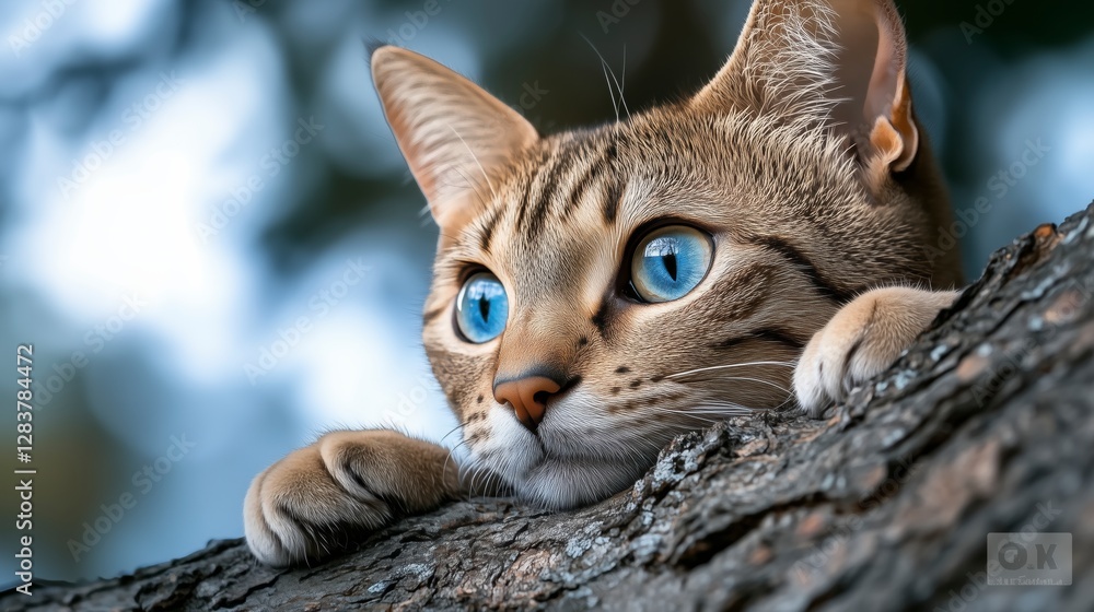 Cat is looking at the camera with blue eyes Cat is looking at the camera with blue eyes