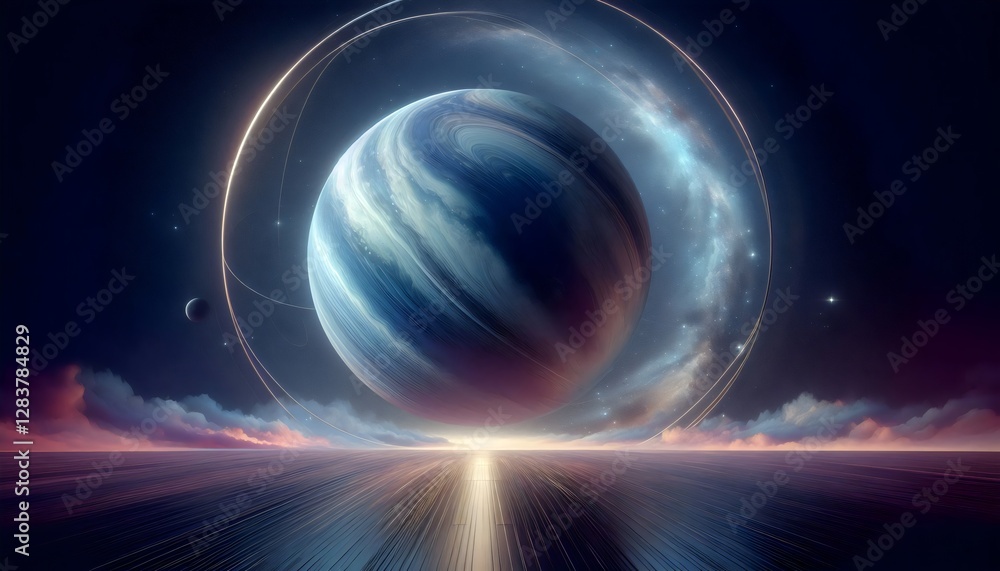 Obraz premium Celestial Sphere Tranquil Cosmic Landscape