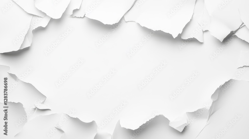 Fototapeta premium Torn White Paper Background with Empty Space for Text or Design