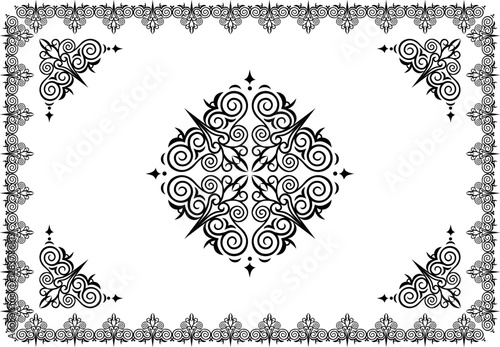 クラシックでエレガントでゴージャスな飾り枠　フレーム　モノトーン　黒