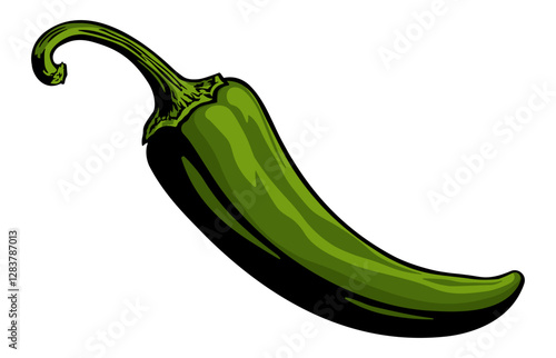 illustration of green hot pepper without background