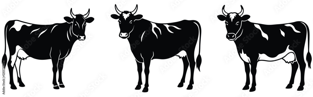 Exploring the World of Bundle Cows shilhouette. Animal vector silhouette , clip art, and symbol. Shilhouette of animal concept and simple design. Exploring the World of Bundle Cows shilhouette. Animal vector silhouette , clip art, and symbol. Shilhouette of animal concept and simple design.