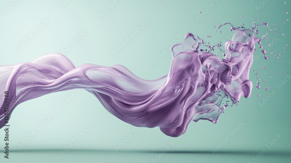 Fototapeta premium Abstract Lavender Liquid Splash in Motion: A Dynamic 3D Render