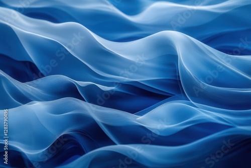 Wallpaper Mural dynamic ocean-inspired waves in gradient blues, flowing abstract patterns creating depth and movement, modern artistic design Torontodigital.ca