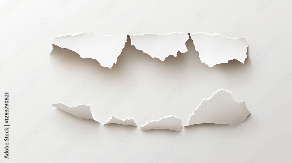 Tearable Paper Effect on White Surface with Irregular Shapes