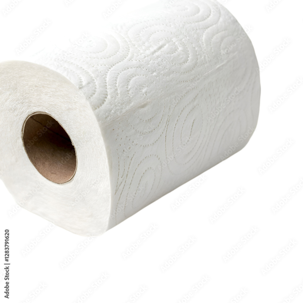 Fototapeta premium White tissue paper roll isolated on transparent background