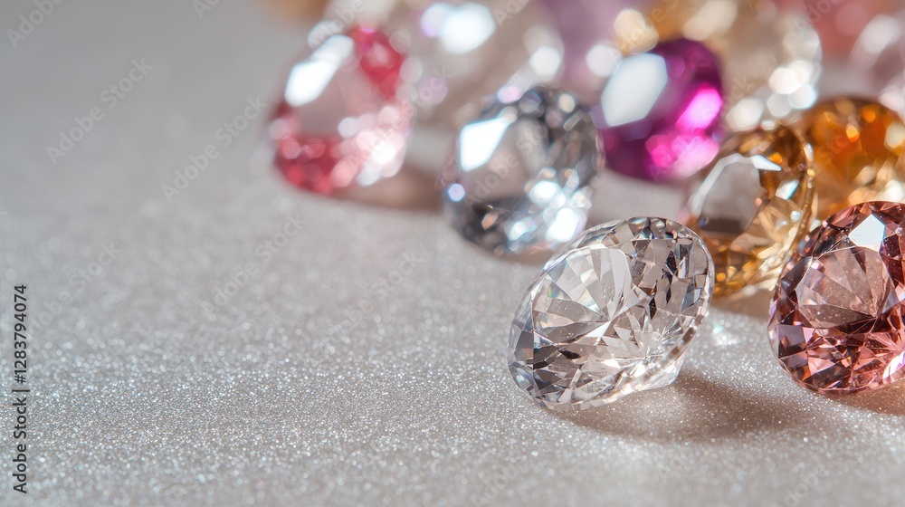 Sparkling gemstones on glitter, jewelry design Sparkling gemstones on glitter, jewelry design